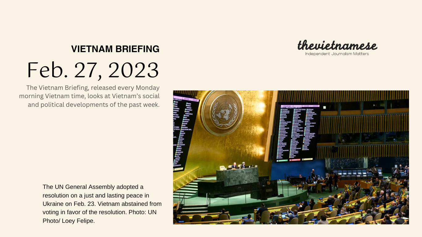 Vietnam Abstains from UN General Assembly Demanding the Withdrawal of Russian Troops from Ukraine