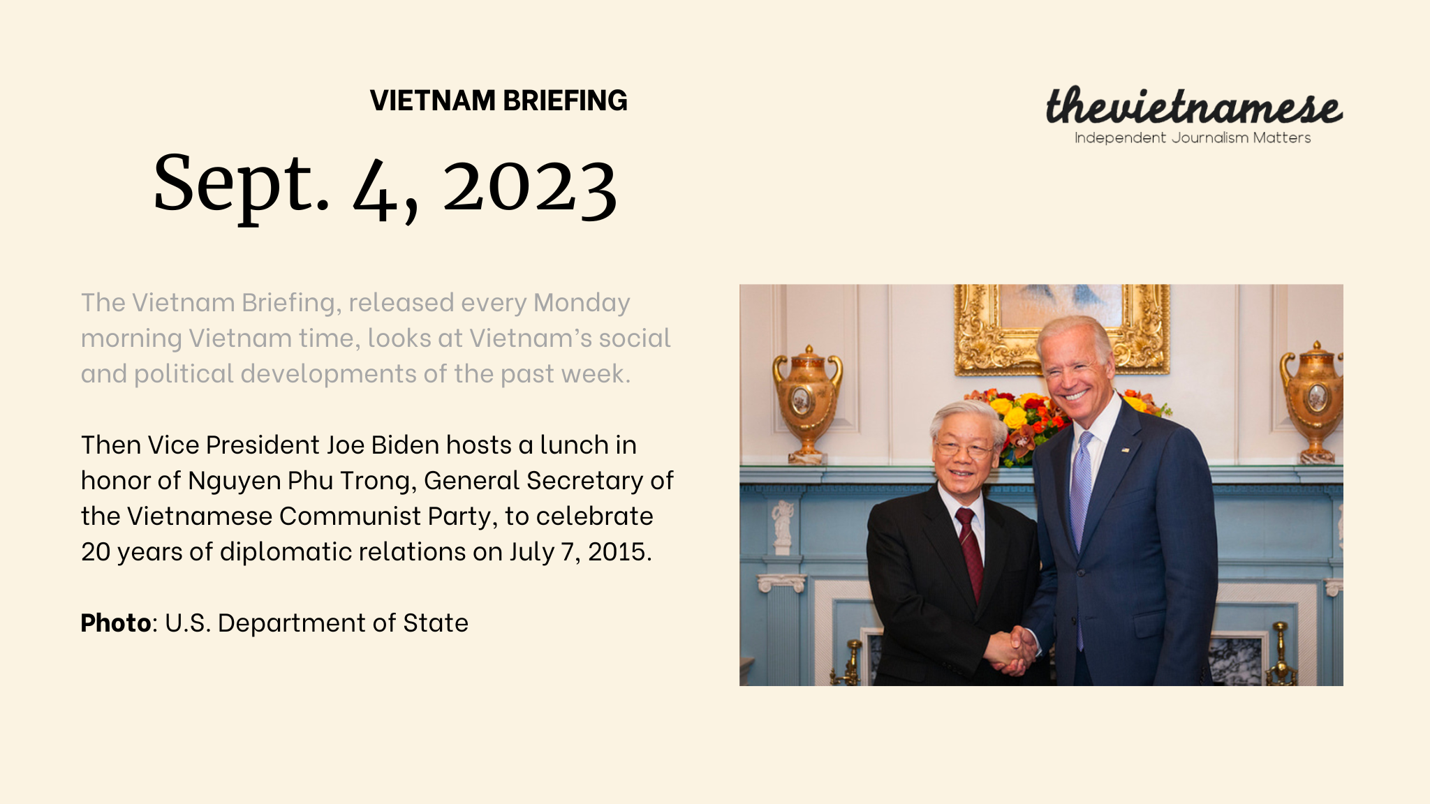U.S. President Joe Biden to Visit Vietnam in September amid China’s Increasing Assertiveness